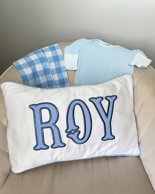 Blue Piping Edge Nursery Pillow Case